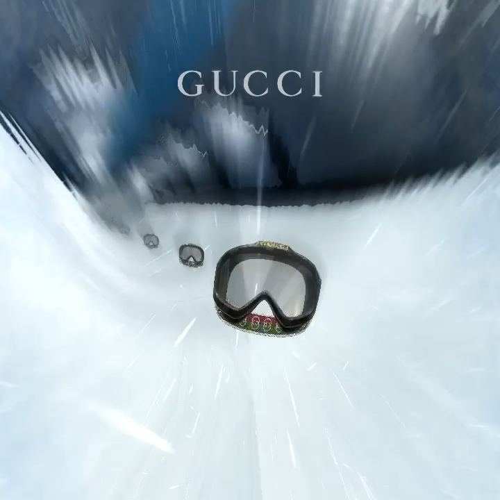 Gucci Apres Ski black goggles on the virtual race track